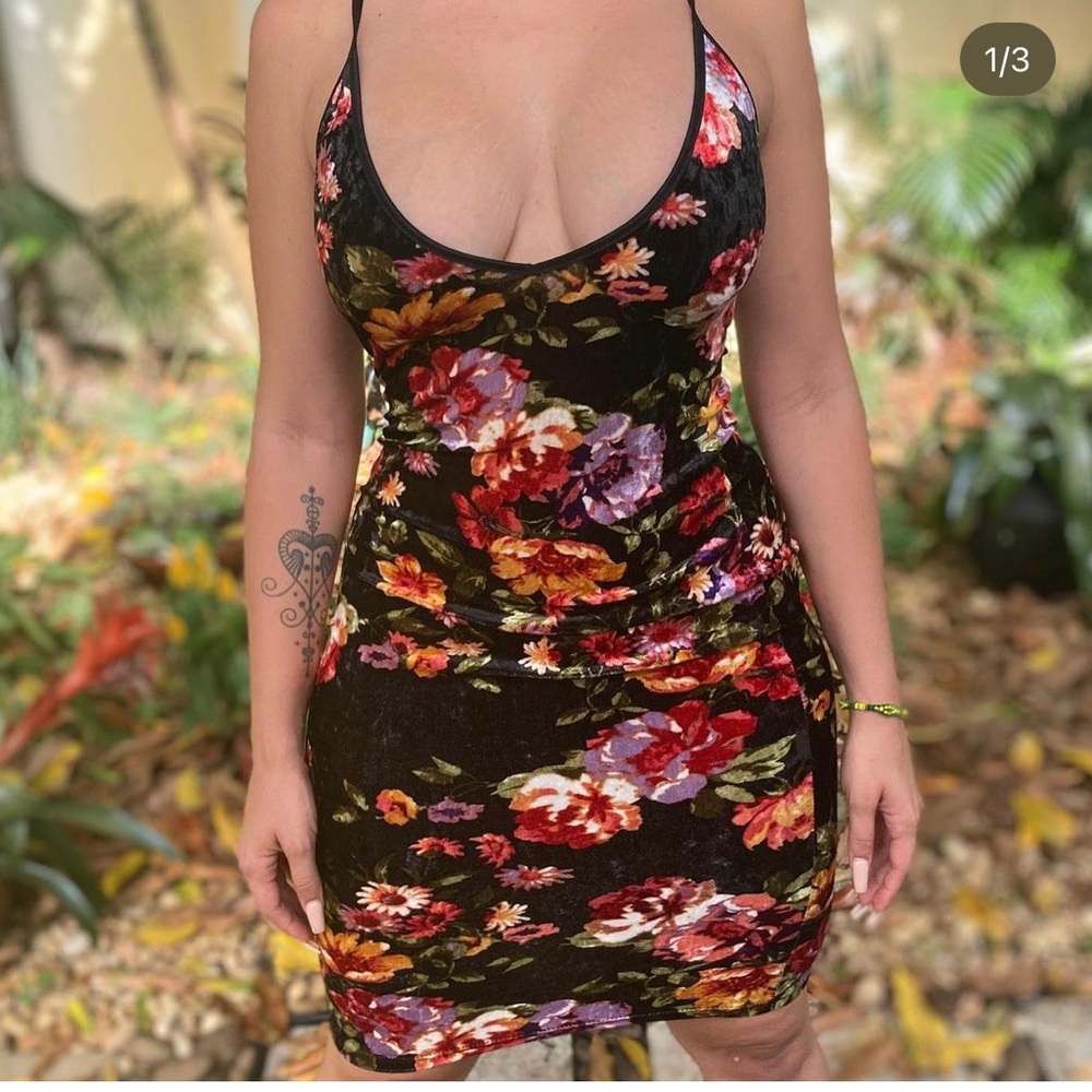 Velveteen Floral Dress